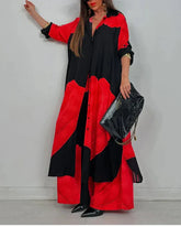 spring-sale-women-s-v-neck-printed-top-pants-casual-set-3722